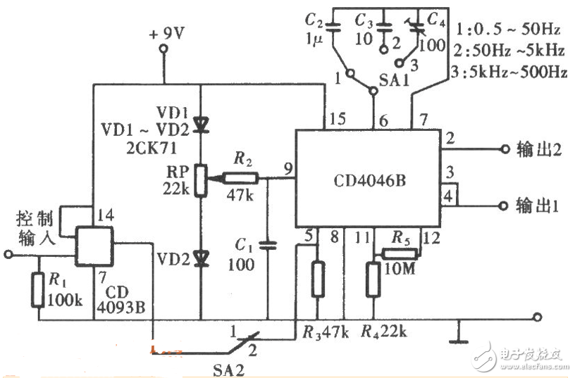 cd4046應(yīng)用電路圖大全（金屬探測儀/頻率計/充電器/信號發(fā)生器）