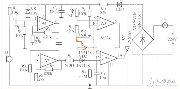 聲光控制電路圖大全(聲光控節(jié)能燈/延時節(jié)電燈/聲光控樓梯延遲開關(guān)電路)