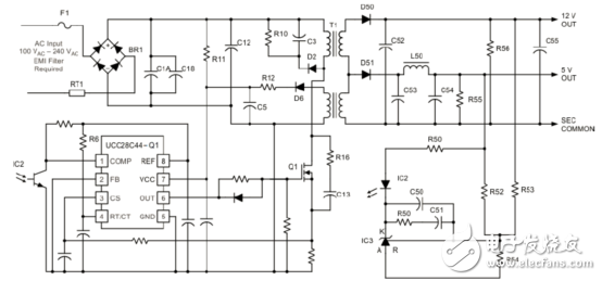 詳解ucc28C43-Q1PWM控制方案(特性,指標(biāo),框圖,電路圖)