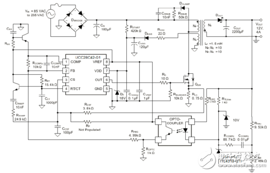 詳解ucc28C43-Q1PWM控制方案(特性,指標(biāo),框圖,電路圖)