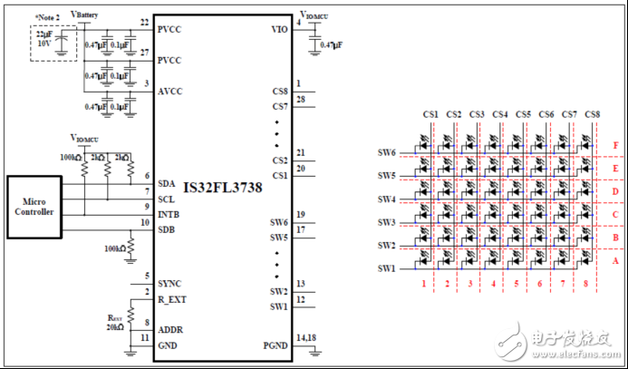 [原創(chuàng)] ISSI IS32FL3738 6x8點(diǎn)陣LED驅(qū)動(dòng)解決方案