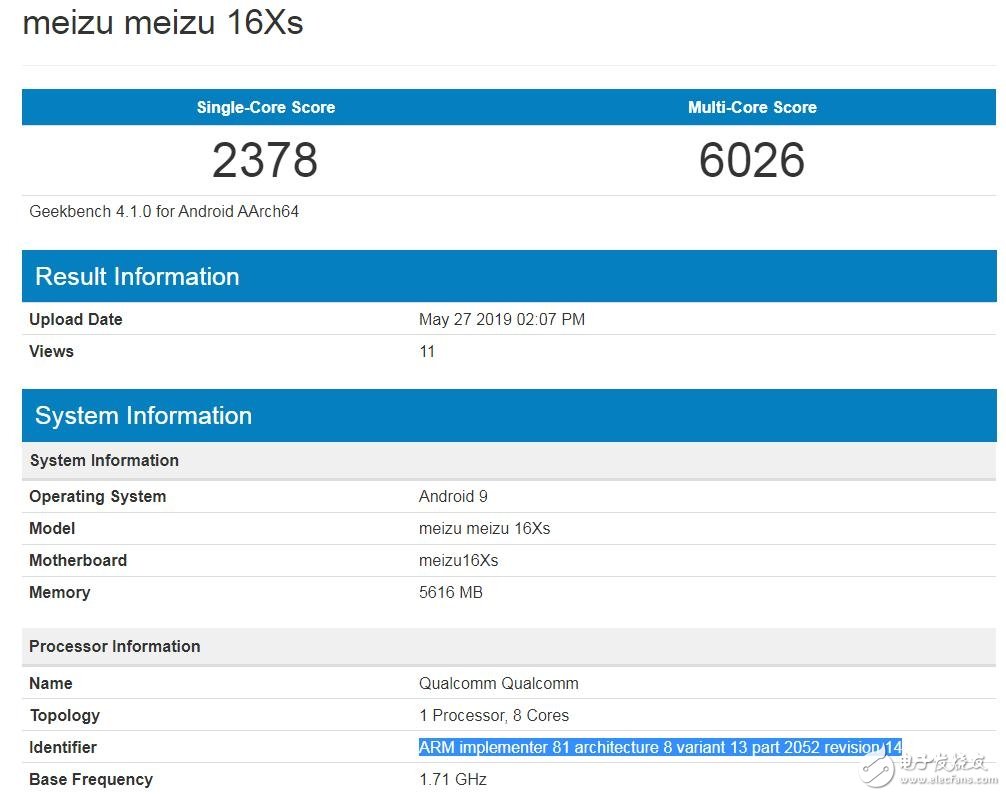 魅族16Xs跑分曝光運行安卓9系統(tǒng)單核分?jǐn)?shù)為2378多核分?jǐn)?shù)為6026