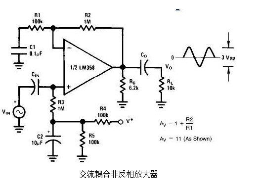 6種簡單電路圖之LM358應用電路圖(直流耦合低通RC有源濾波器 低漂移峰值檢測器)