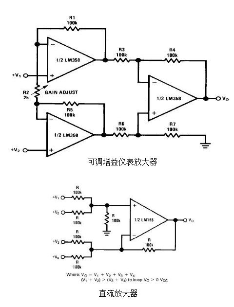 6種簡單電路圖之LM358應用電路圖(直流耦合低通RC有源濾波器 低漂移峰值檢測器)